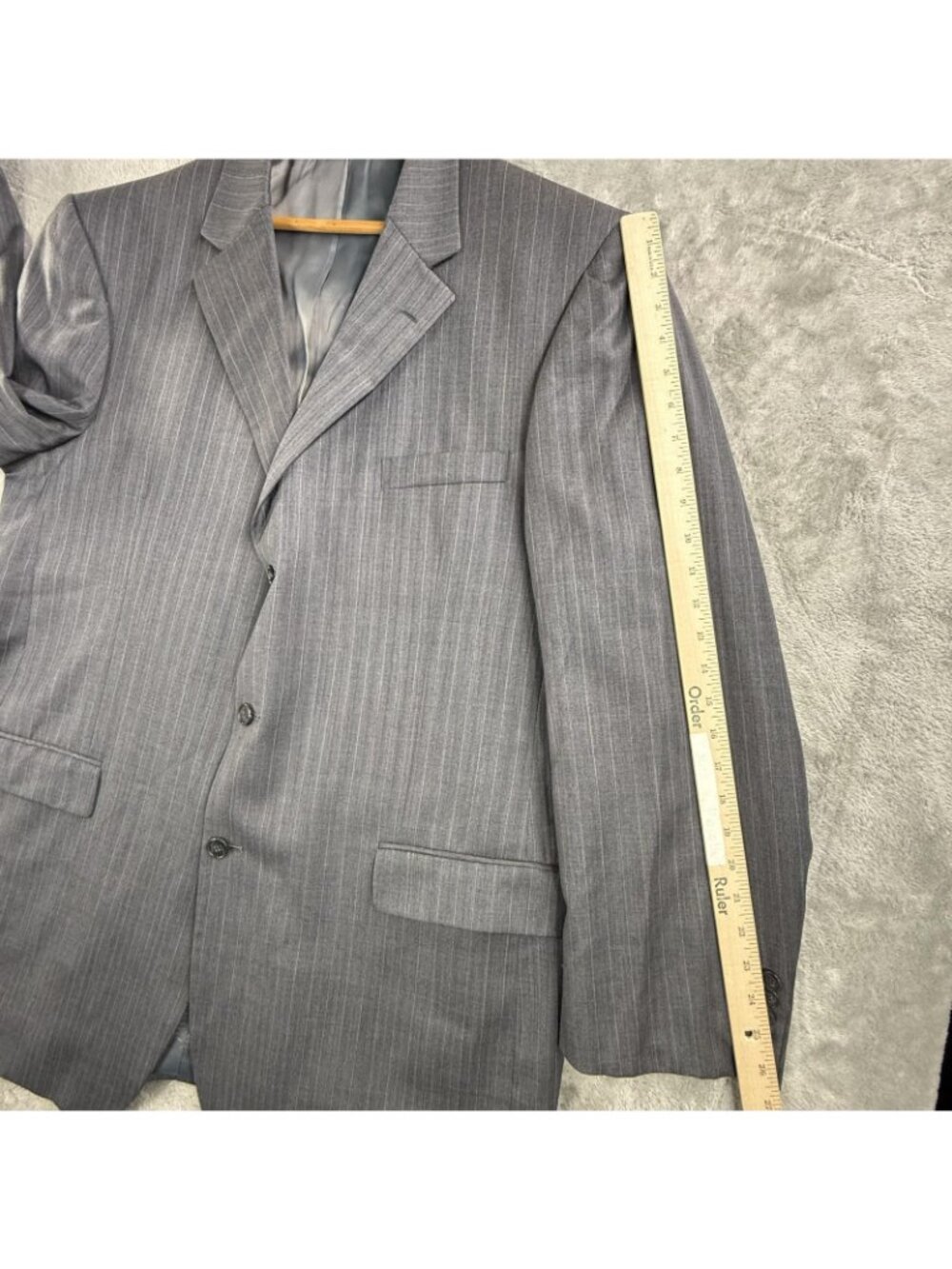 Gianfranco Ruffini Suit Jacket Mens 48XL Gray Pinstripe Wool Super 100s 2 Button - Picture 12 of 16